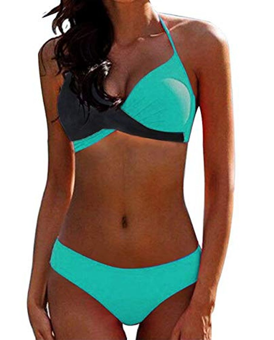 Social CheChury Bikinis Mujer 2020 Push Up Halter Bikini Traje de baño Acolchado Bra Tops y Braguitas Bikini Sets Talla Grande Bañador Vacaciones