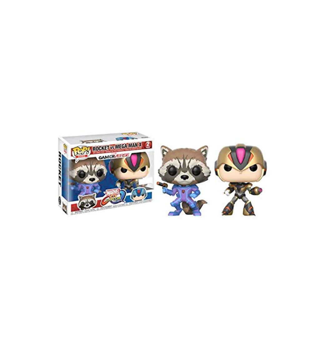 Social Marvel- Figura Pop Pack Cap MARV Rocket VS Megaman X, Multicolor