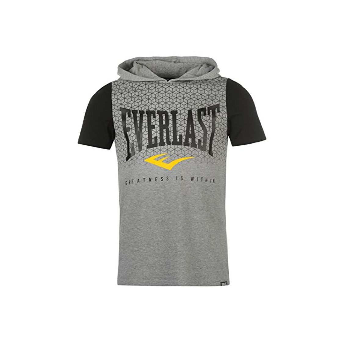 Social Everlast Hombre Capucha Camiseta Cuello Redondo Ropa Vestir Casual Camisa Gris Large