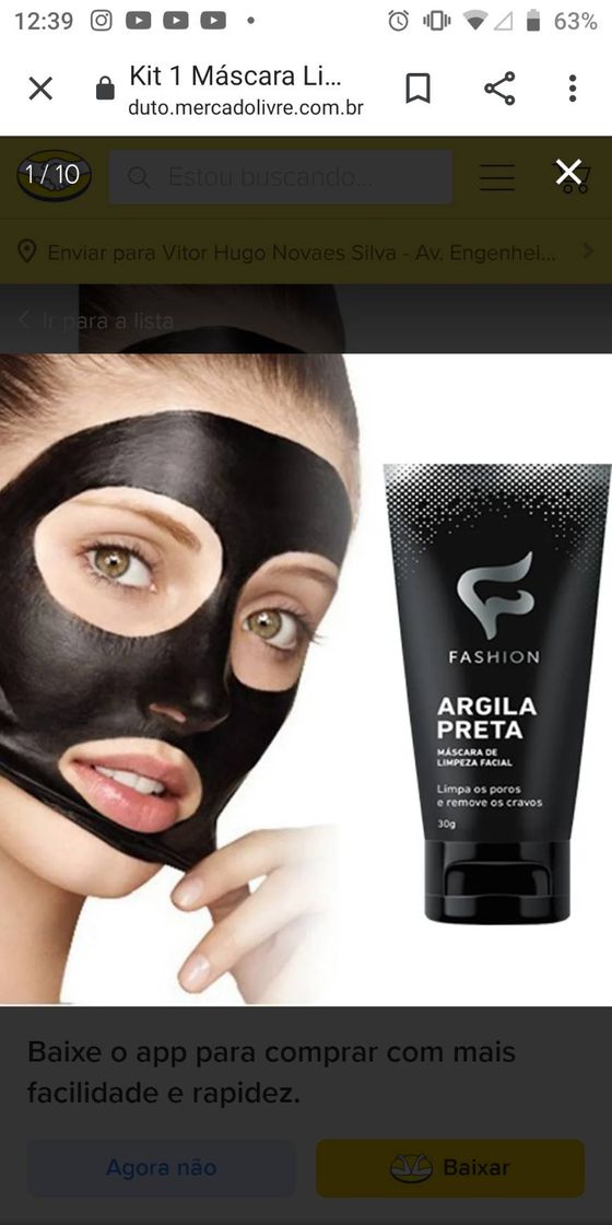 Fashion Máscara de limpeza facial- argila preta