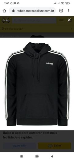 Moletom adidas Essentials 3 Stripes Preta