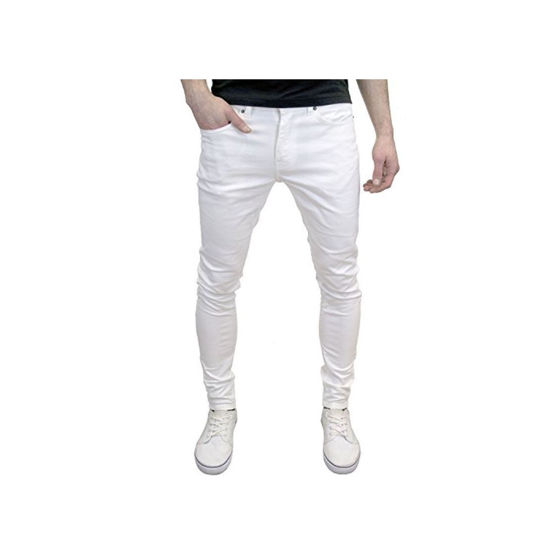 Moda 526Jeanswear Senjo - Pantalones vaqueros elásticos para hombre Blanco blanco 34W