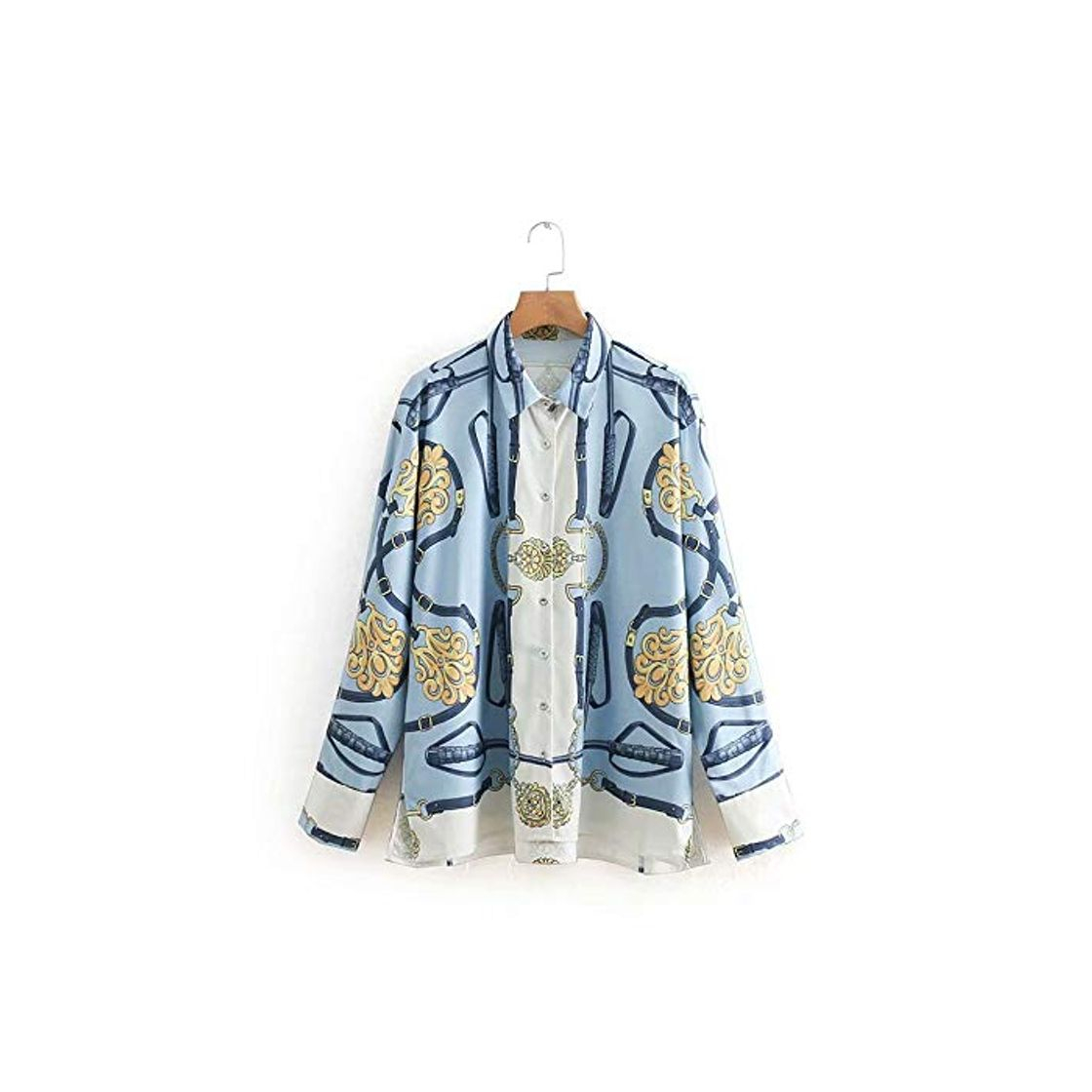 Social Mujeres Moda Cadena Imprimir Casual Kimono Blusas Damas Manga Larga Elegante Camisa de Vestir Femininas Blusa Tops