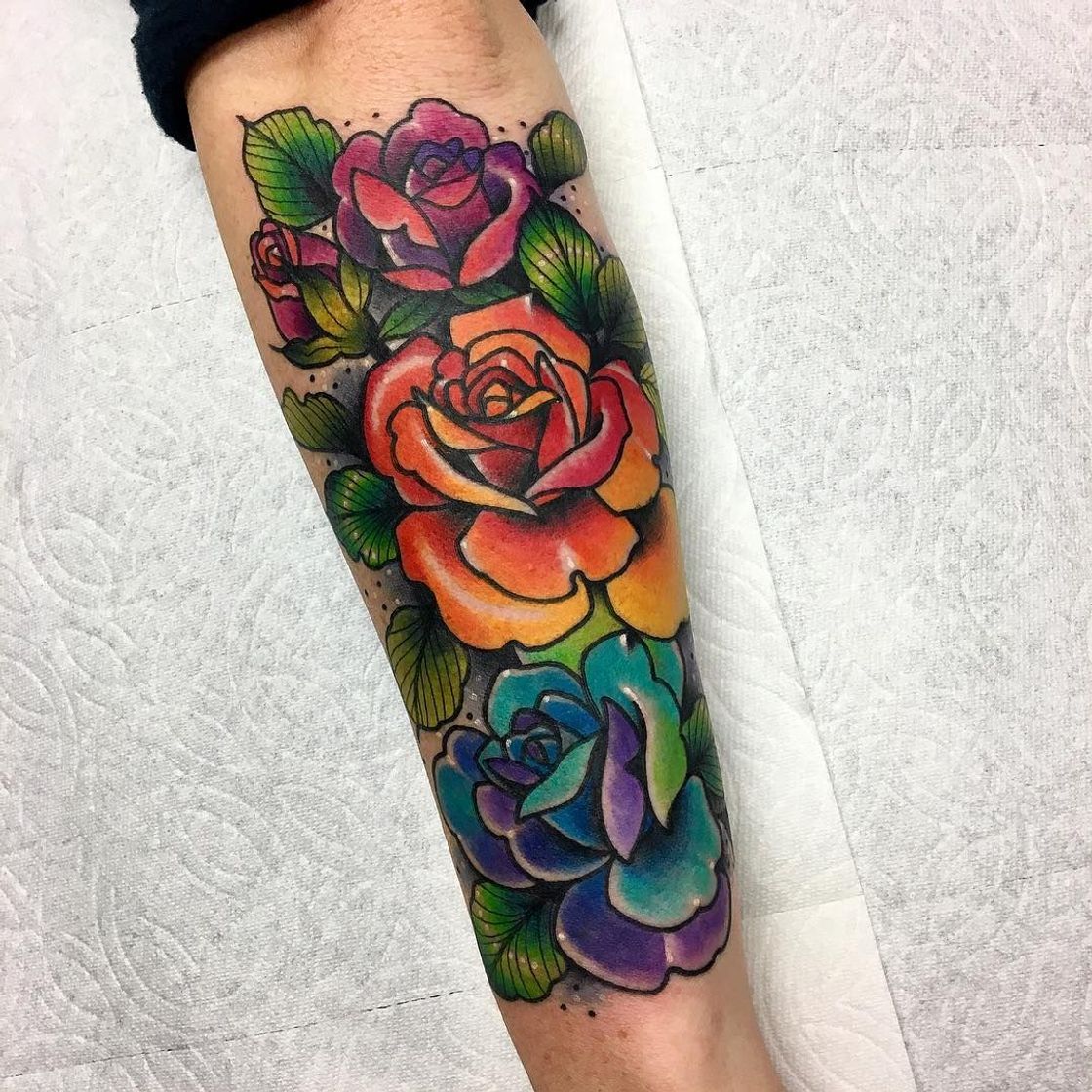 Fashion Tatuagem de Flores🌹🌞🌈