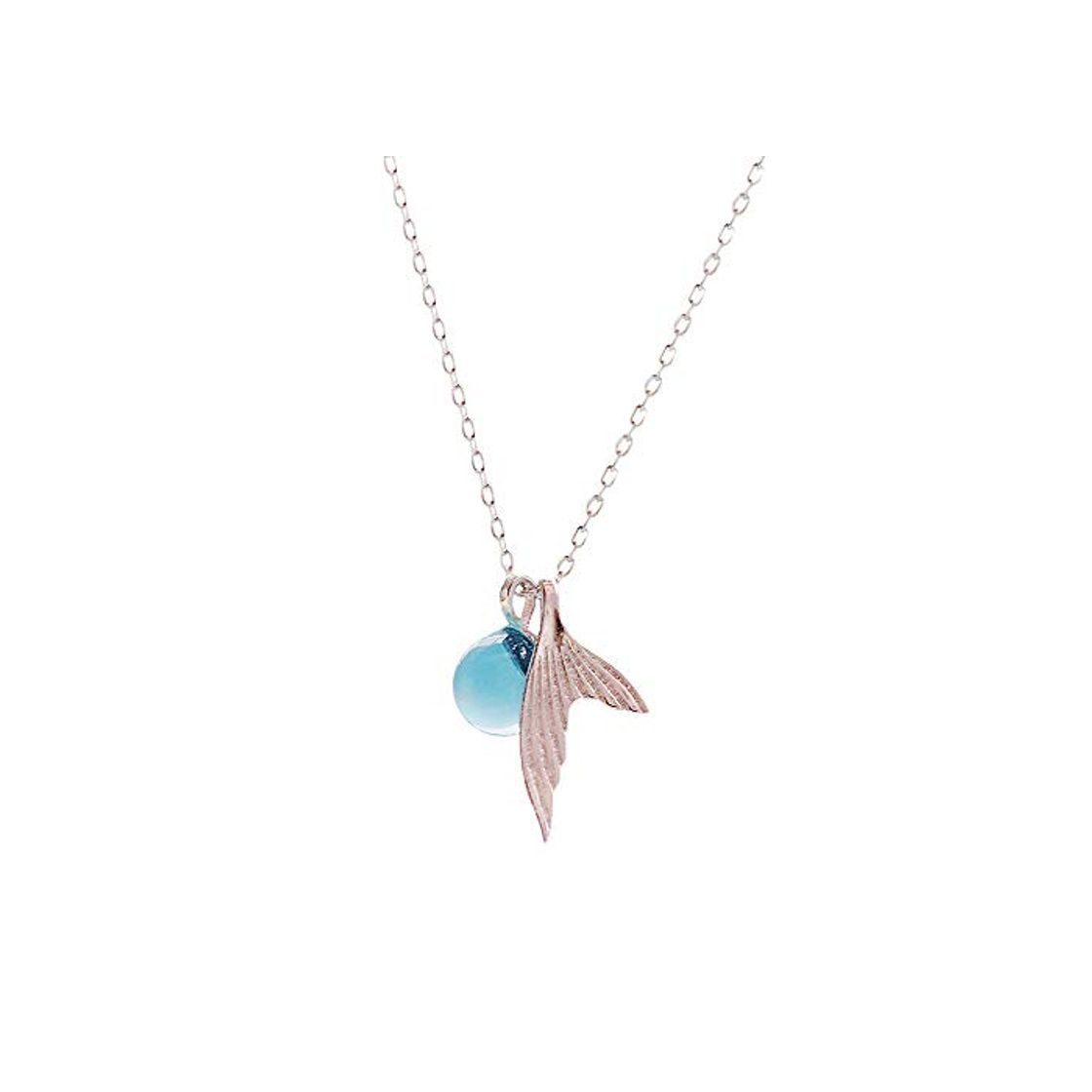 Social FXXUK Collares con Colgantes de Sirena de Plata esterlina con lágrimas de Sirena Azul Joyería para Mujeres niñas Regalos