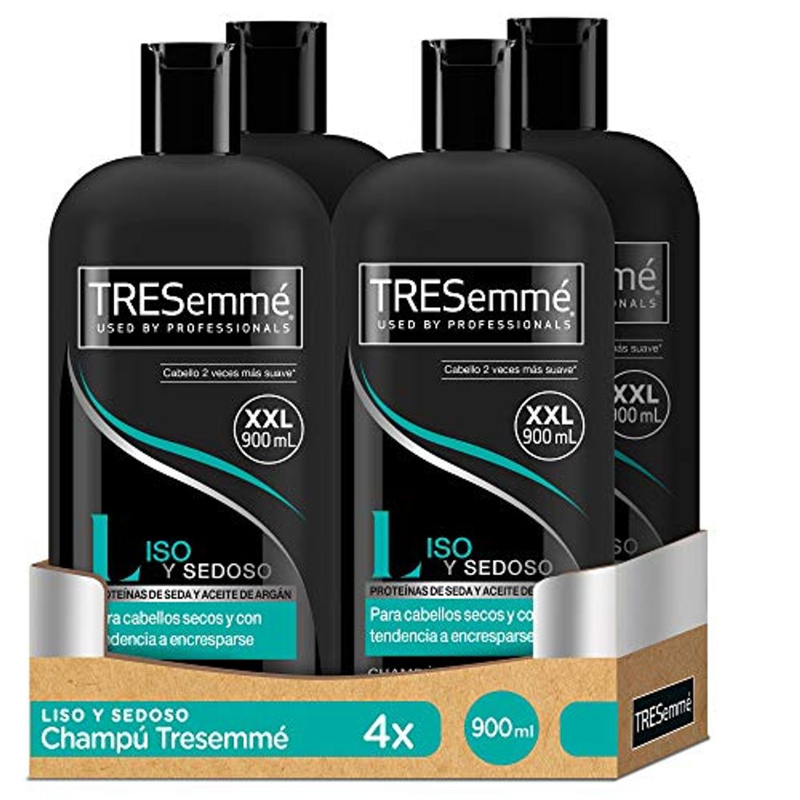 Social TRESemmé Champú Liso y Sedoso - Paquete de 4 x 900 ml