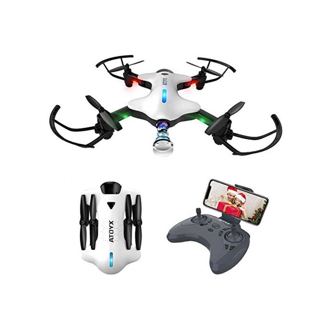 Social ATOYX Drone Plegable, Drone con Cámara para Principiantes y Niños, 720P con