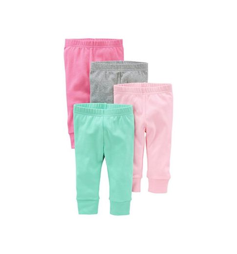 Simple Joys by Carter's pantalón para niñas pequeñas, paquete de 4 ,Bright