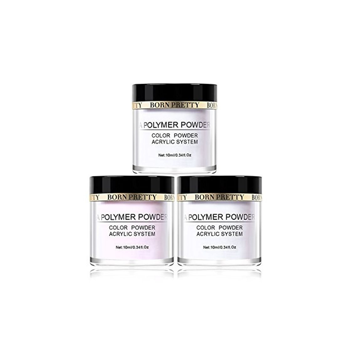 Social BORN PRETTY Sweet Nail Acrylic Powder Collection Set of 3 Colors-Pink White