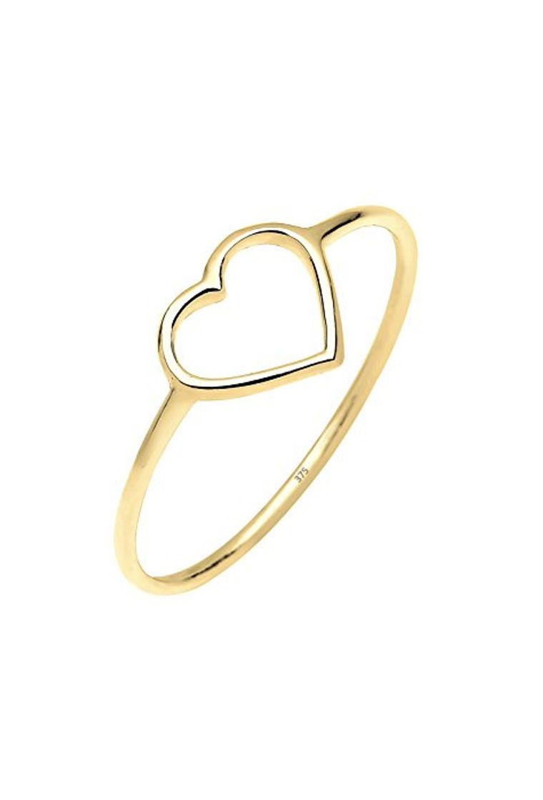 Moda Elli PREMIUM Damen-anillo de apilamiento corazón 375 oro amarillo