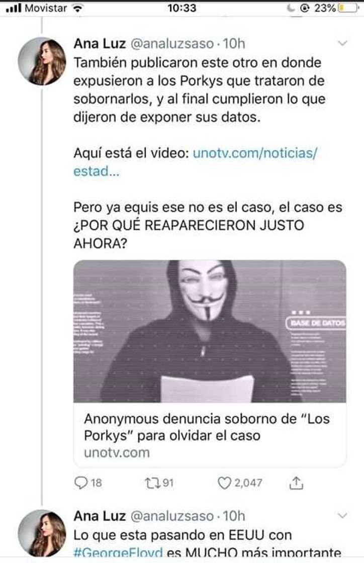 Social Vídeo respecto a Anonymous