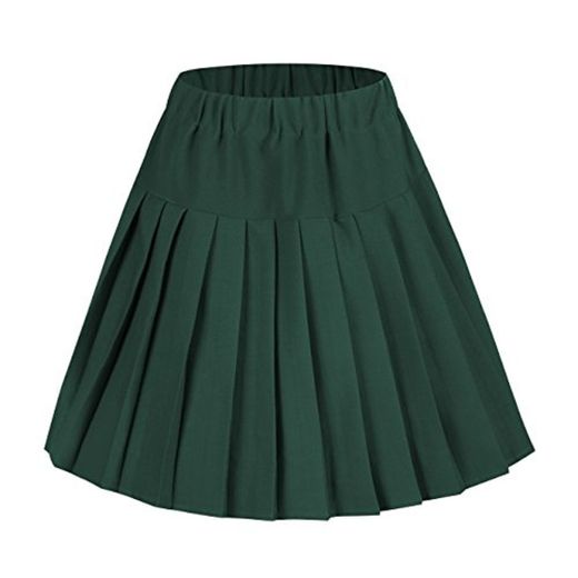 Urban CoCo Falda escolar plisada de tartán con cintura elástica para mujer