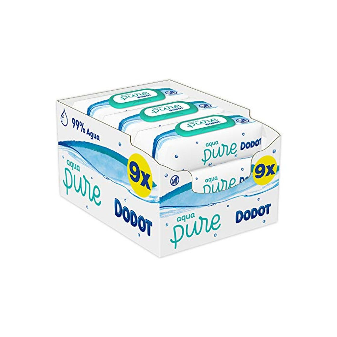 Social Dodot Aqua Pure Toallitas Bebé con 99% Agua,  9 Paquetes x