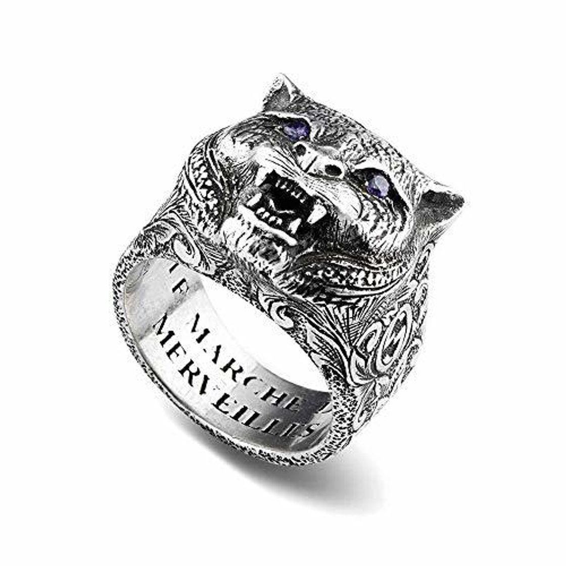 Productos Gucci YBC524585001020 Feline - Anillo de Cabeza de Roca para jardín