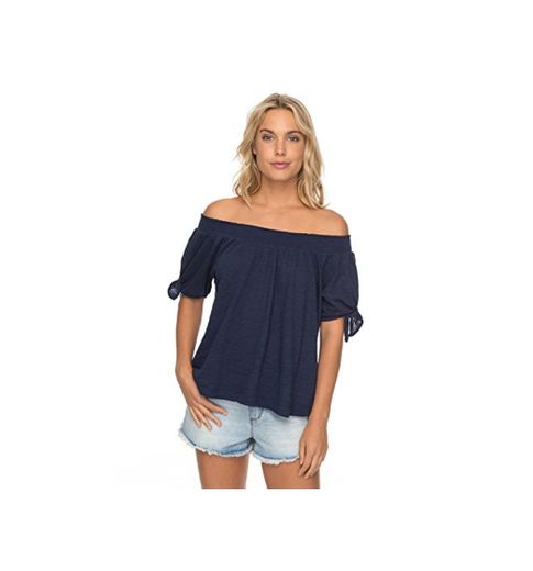 Roxy Carribean Mood Top de Hombros Descubiertos, Mujer, Azul