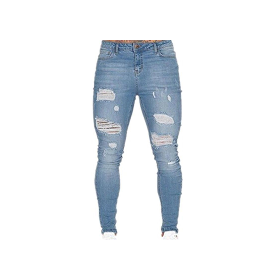 Social Pantalones Vaqueros de Hombre Pantalones Vaqueros Pitillo Super Stretch Pantalones Vaqueros de Pitillo Destruido Descompuesto