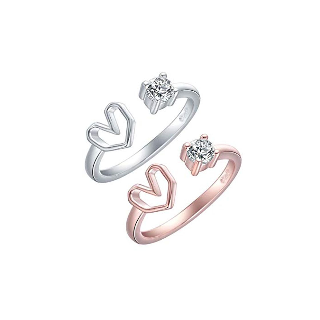 Social Chereda - 2 Anillos de corazón para Mujer y Hombre