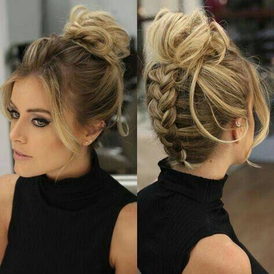 Moda Penteado coque com trança