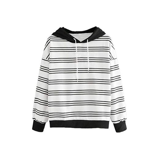 ZJSWCP Sudadera Casual para Mujer de Manga Larga de la Raya del