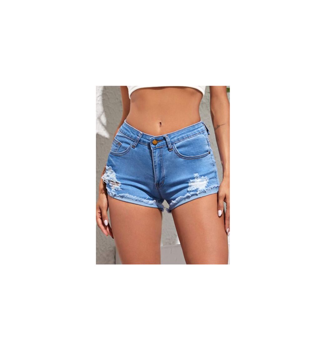 Product Shorts Denim Rotos Bajo Crudo