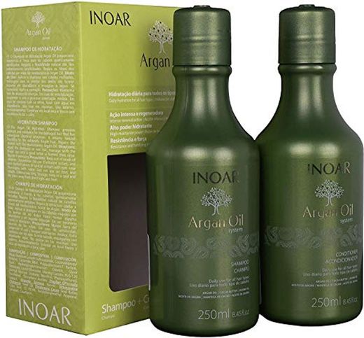 Inoar Dúo Argán Oil Champú y Acondicionador Alisado de Queratina