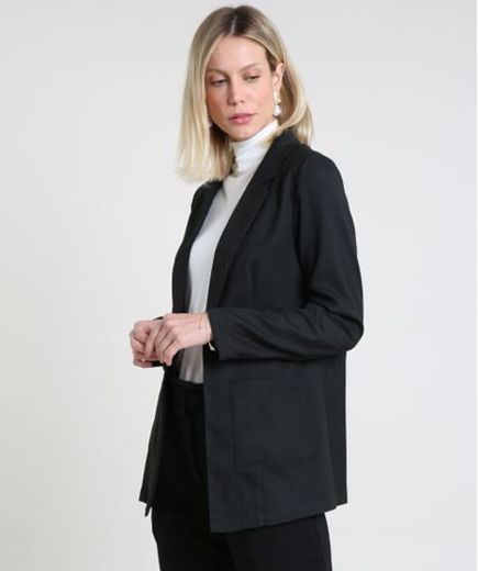 Blazer feminino com bolso preto 