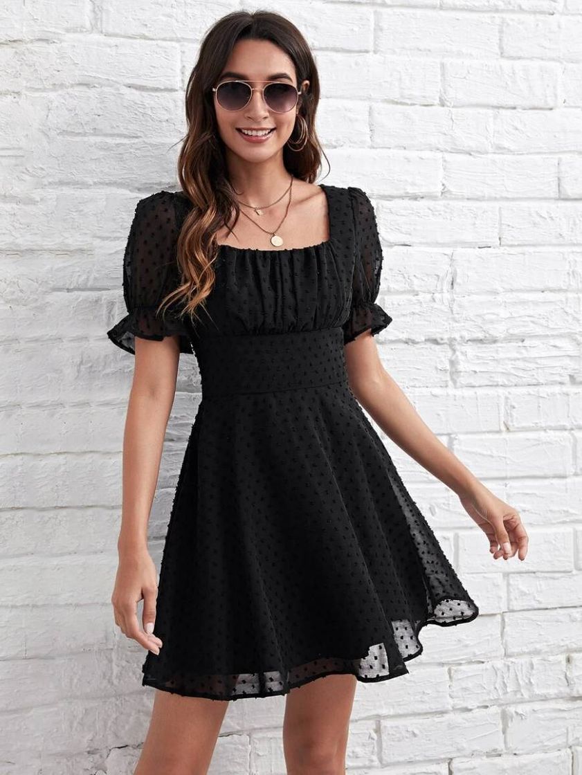 Fashion Simples elegante Vestido Preto Shein