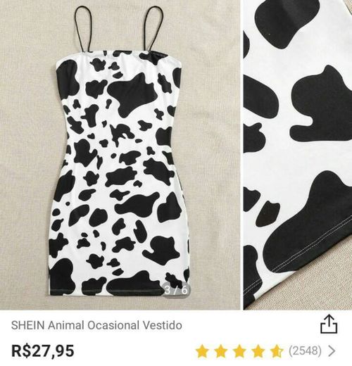 Vestido com estampa de vaca