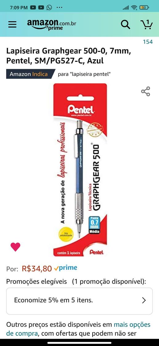 Fashion Pentel
4,8 de 5 estrelas 154Análises
Lapiseira Graphgear 500