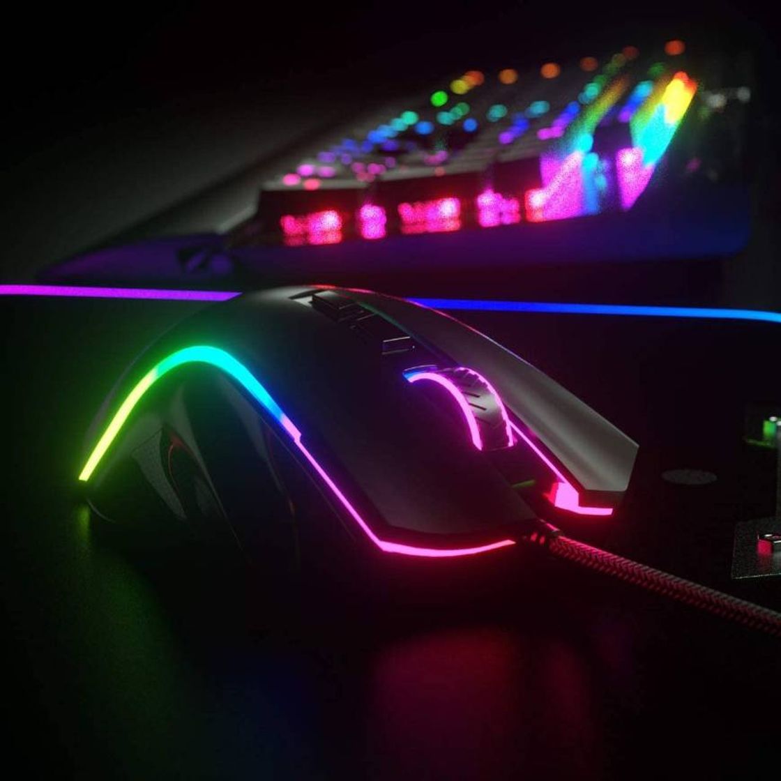 Social Mouse Gamer Griffin com LED RGB M607, Redragon, Mouses, Pret