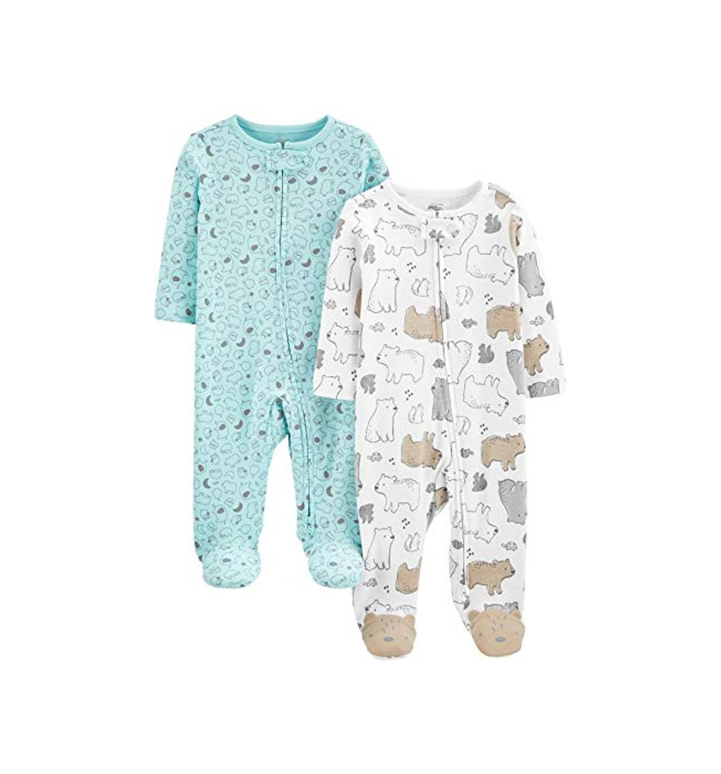 Social Simple Joys by Carter's Neutral 2-Pack Cotton Footed Sleep and Play Infant