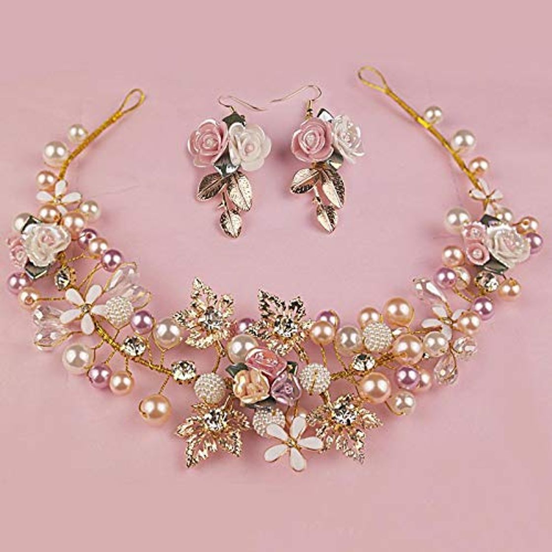 Social XUEKE Color Oro Hecho a Mano Flor Headpieces Boda de la Perla de Cristal Diademas Para la Novia Accesorios de Cabello de la Joyería Tiara De Noiva