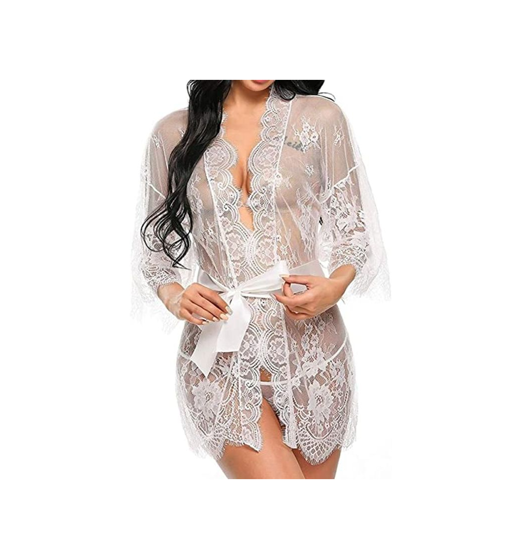 Fashion UMIPUBO Mujer Ropa de Dormir Conjunto Sexy Transparente Lingerie Escotado por Detrás