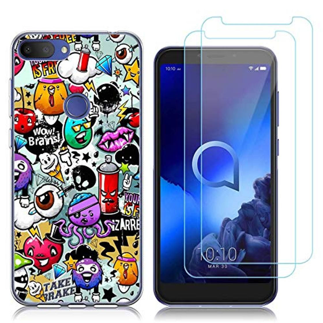 Producto Reshias Funda Alcatel 1S 2019, Cárcasa Silicona Transparente TPU Anti-Arañazos Gel Protector