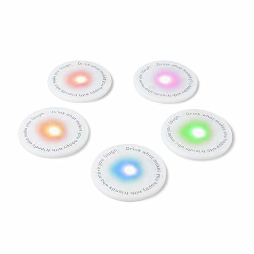 Home Balvi Posavasos LED UFOs Set de 5 Piezas Ideal para Fiestas Pilas