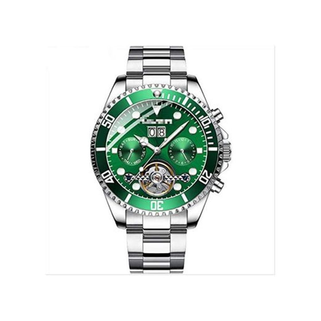 Social Reloj Hombre Skeleton Tourbillon Style Role Reloj Automático Hombre Reloj Impermeable Natación A