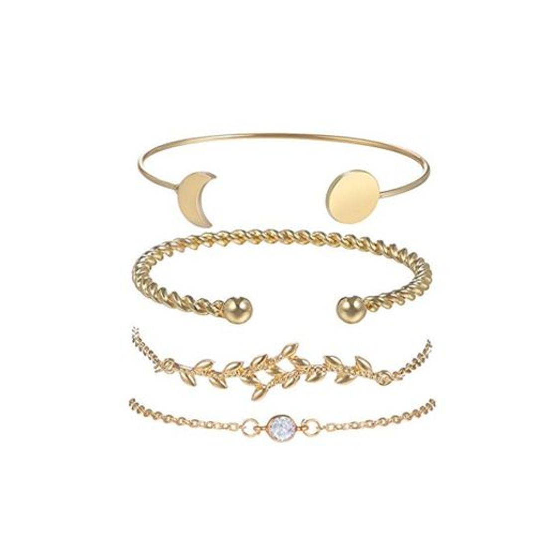 Fashion Conjunto de pulseras de cristal de lujo con luna de oro y