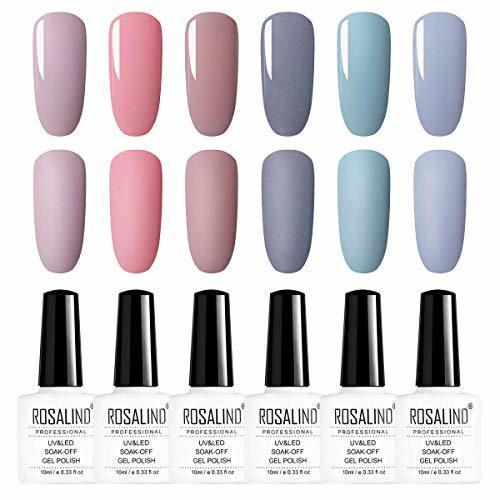 Place ROSALIND Esmalte Semipermanente para Uñas UV LED 6pcs Kit Uñas de Gel