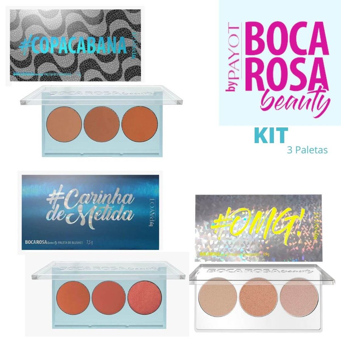 Fashion Paleta blush e iluminando boca rosa