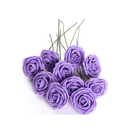 Naliovker Planta Artificial Ramo Flor Violeta Decoracion Espuma PE para Novias Boda