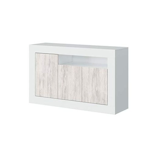 Habitdesign 036628A - Mueble aparador, Buffet Modelo Baltik, Acabado en Color Blanco