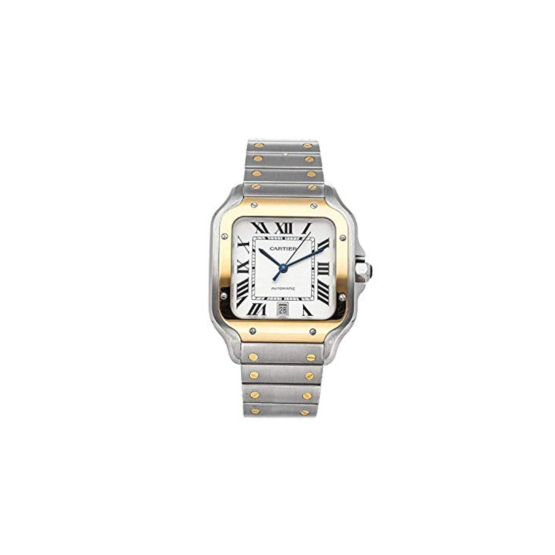 Social Cartier Santos Reloj automático plateado con esfera de acero y oro amarillo de 18 quilates para hombre W2SA0006