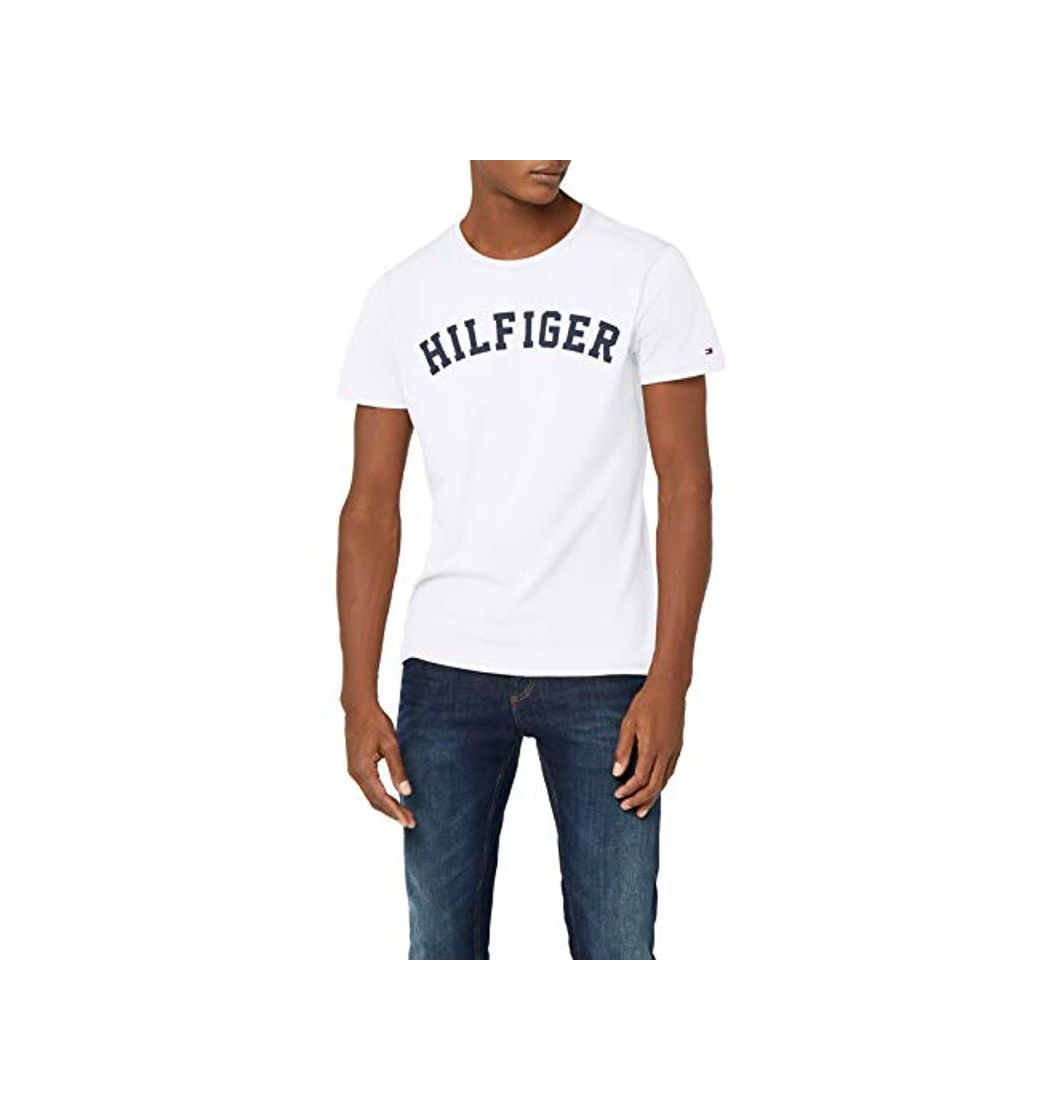 Producto Tommy Hilfiger Logo Camiseta de Cuello Redondo,Perfecta para El Tiempo Libre, Blanco