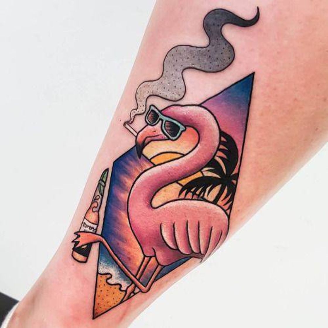 Fashion Tatuagem de Flamingo