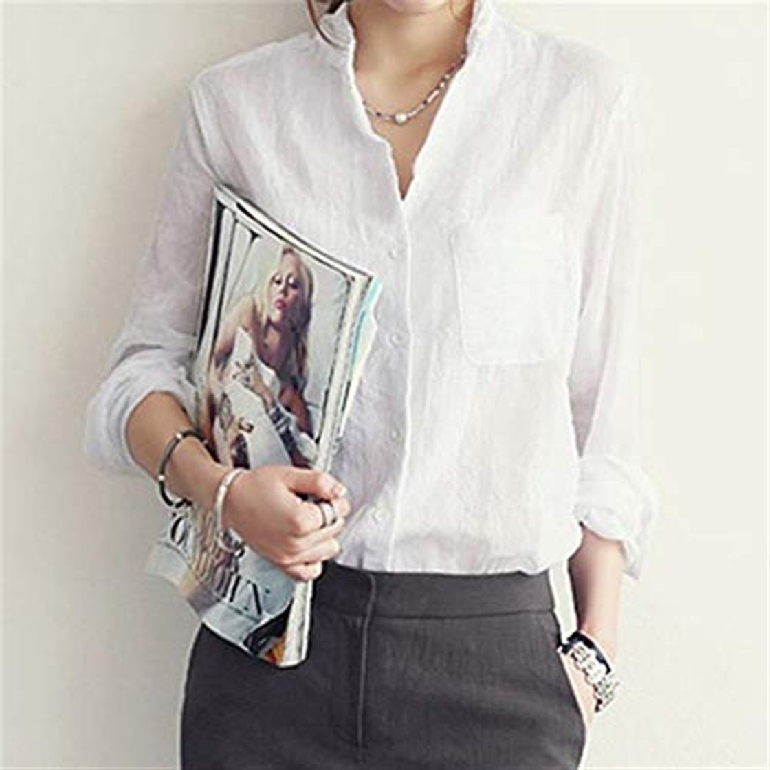 Social YF Camisa for mujer de crack de moda de verano de lino