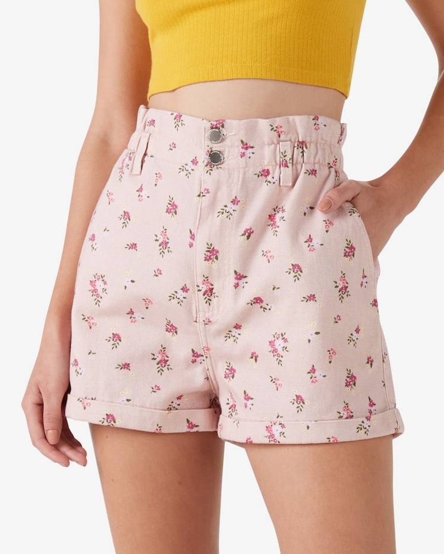 Fashion Short Jeans Color Feminino Clochard Floral Rosa · Riachuelo