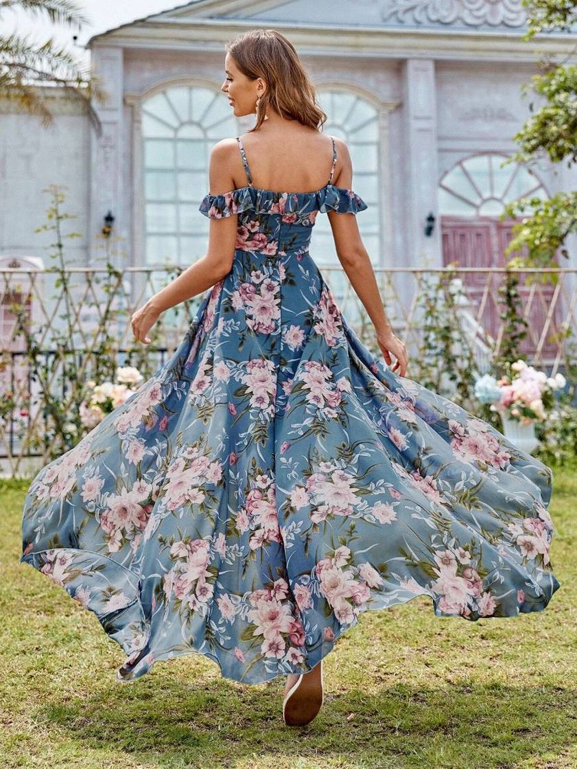 Social Vestido Cottagecore Boho Floral Azul — SHEIN