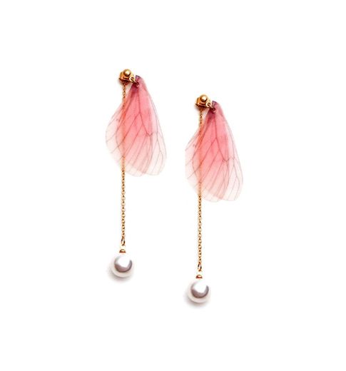 Pink Butterfly Wing Faux Pearl Earrings · SHEIN