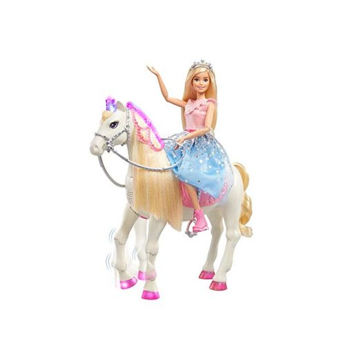 Barbie - Princess Adventures Prance y Shimmer Caballo y muñeca Rubia, Regalo