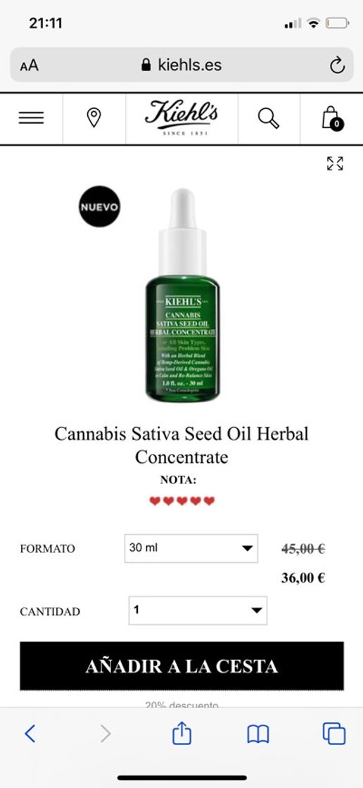 Productos Cannabis Sativa Seed Oil Herbal Concentrate